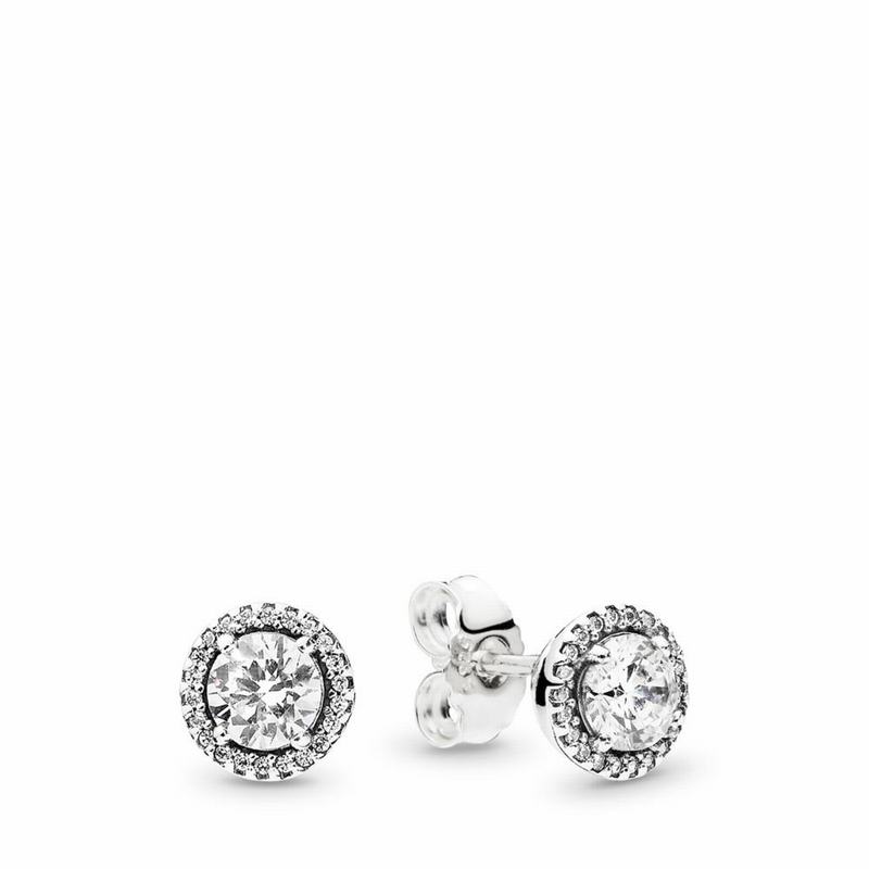 Pandora Round Sparkle Stud Earrings Ireland - Sterling Silver/Cubic Zirconia - 165429MLB